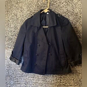 HM Women’s Navy Blue Cropped Double Breasted Blazer/Coat Size 40